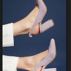Anthropologie Slingback Bow Heels Lavender Lillac